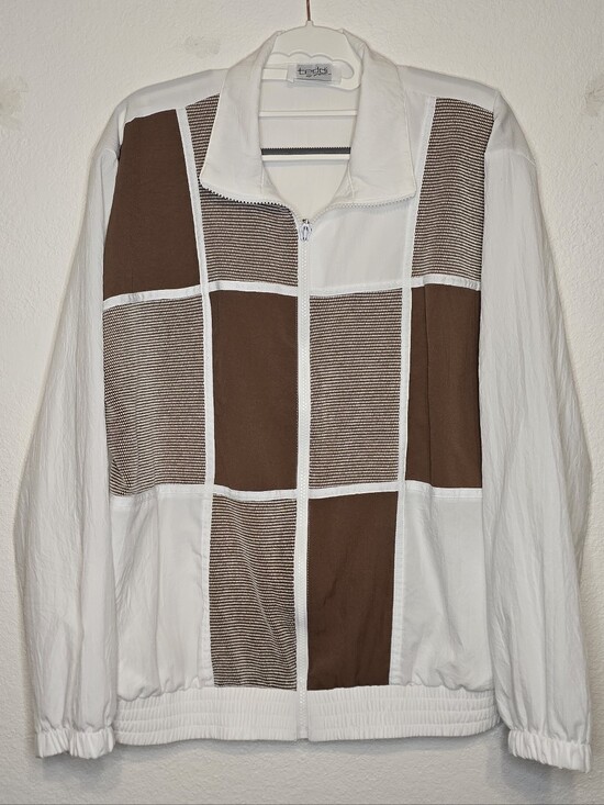 Teddi Jackets & Blazers - Vintage Teddi Colorblock Track Jacket Windbreaker Brown White